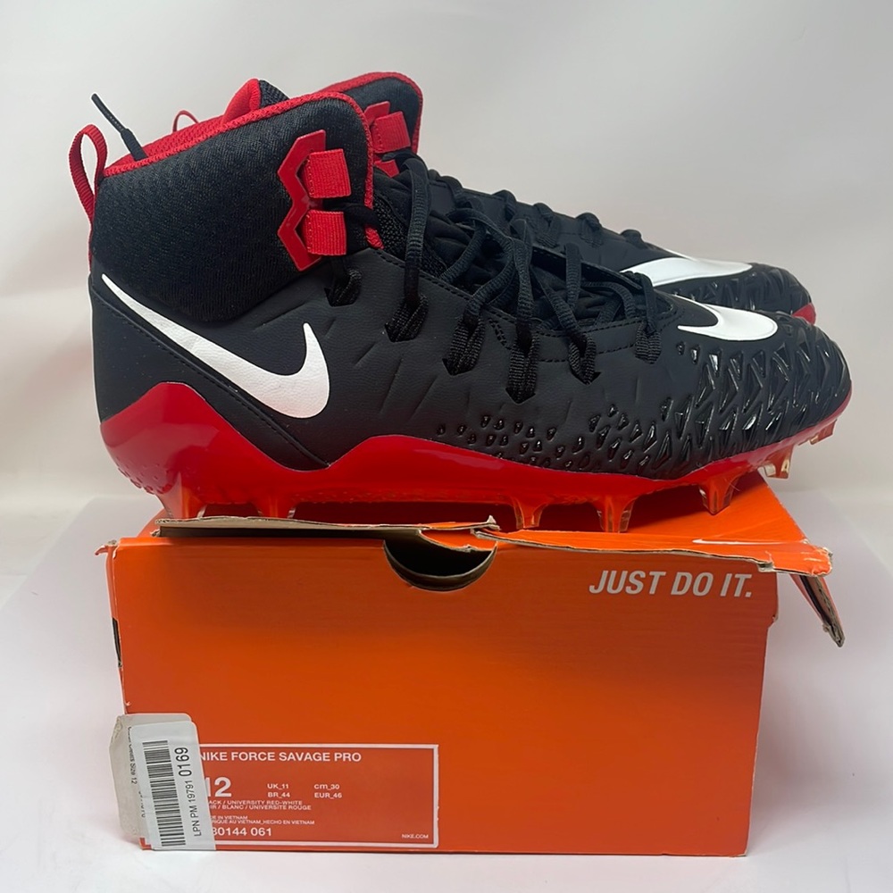 Nike Force Savage Pro Size 12 Men’s Cleats Black Red